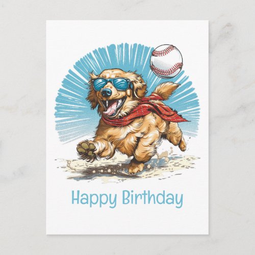 Happy Birthday Golden Retriever Playing Baseball