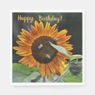 Happy Birthday Golden Sunflower Napkins