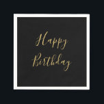 Happy Birthday Golden Yellow Custom Text Black Napkins<br><div class="desc">Designed with golden yellow text template for "Happy Birthday" message which you may edit to customize and also custom color background!</div>