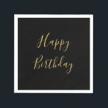 Happy Birthday Golden Yellow Custom Text Black Napkins<br><div class="desc">Designed with golden yellow text template for "Happy Birthday" message which you may edit to customize and also custom color background!</div>