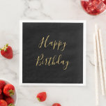 Happy Birthday Golden Yellow Text Black Custom Paper Dinner Napkins<br><div class="desc">Designed with golden yellow text template for "Happy Birthday" message which you may edit to customize and also custom color background!</div>
