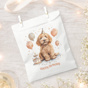 Happy Birthday Goldendoodle Dog Birthday Cake Favor Bag
