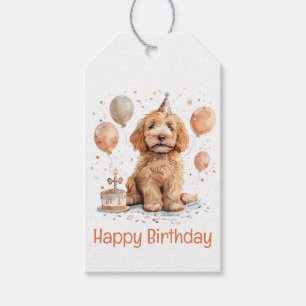 Happy Birthday Goldendoodle Dog Birthday Cake Gift Tags
