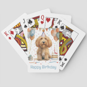 Happy Birthday Goldendoodle Dog Poker Cards