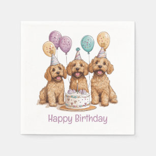 Happy Birthday Goldendoodle Dogs Birthday Cake Napkins
