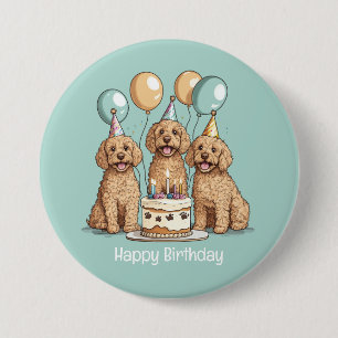 Happy Birthday Goldendoodle Dogs Button