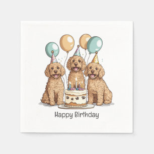 Happy Birthday Goldendoodle Dogs Napkins