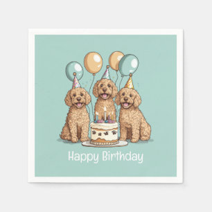 Happy Birthday Goldendoodle Dogs Napkins
