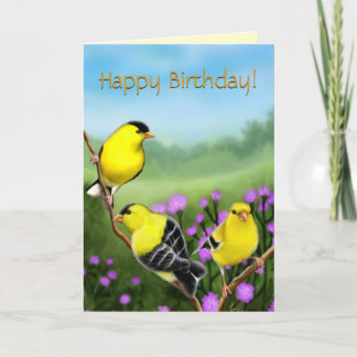 Happy Birthday Goldfinches Customizable Card