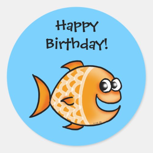 Happy Birthday goldfish Classic Round Sticker