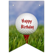 Happy Birthday Golf Ball On Red Tee Bunting Flags 