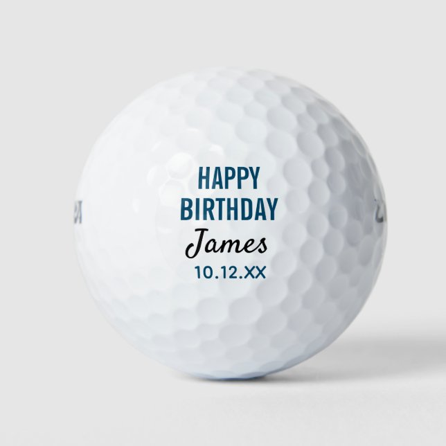 Happy Birthday Golfer Modern Typography Golf Balls (Front)