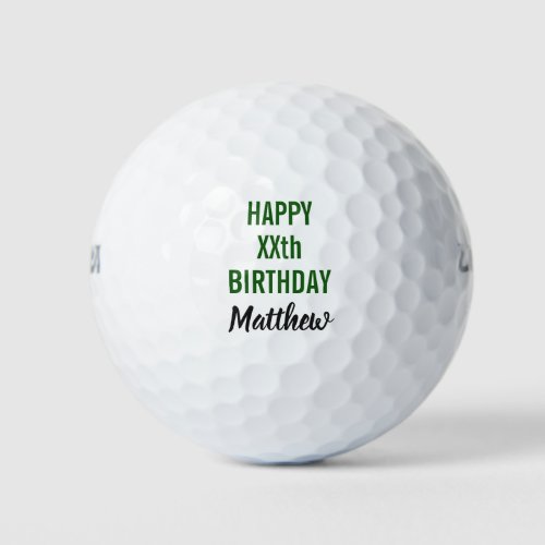 Happy Birthday Golfer Modern Typography Golf Balls