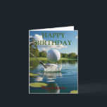 Happy Birthday Golfing Ball Hitting Water Card<br><div class="desc">Happy Birthday Golfing Ball Hitting Water</div>