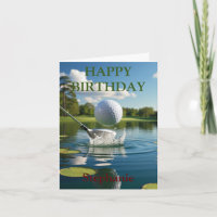 Happy Birthday Golfing Ball Hitting Water