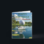 Happy Birthday Golfing Ball Hitting Water Card<br><div class="desc">Happy Birthday Golfing Ball Hitting Water</div>