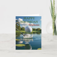 Happy Birthday Golfing Ball Hitting Water