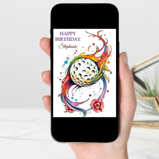 Happy Birthday Golfing Ball Lovers Card (Front Digital)