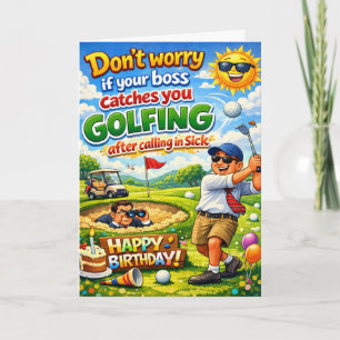 Happy birthday golfing brother and his boss card