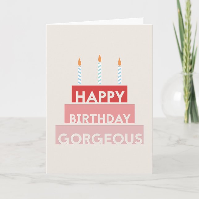 Happy Birthday Gorgeous paper cut cute pink  Card (Front)