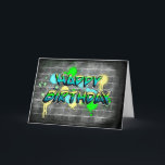 Happy Birthday | Graffiti Text Card<br><div class="desc">General message Birthday card for him,  brother,  husband,  friend,  uncle,  son or dad. Graffiti on brick wall.</div>