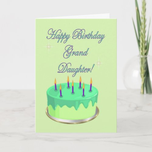 Happy Birthday Grand Daughter Birthday cake wishes Card