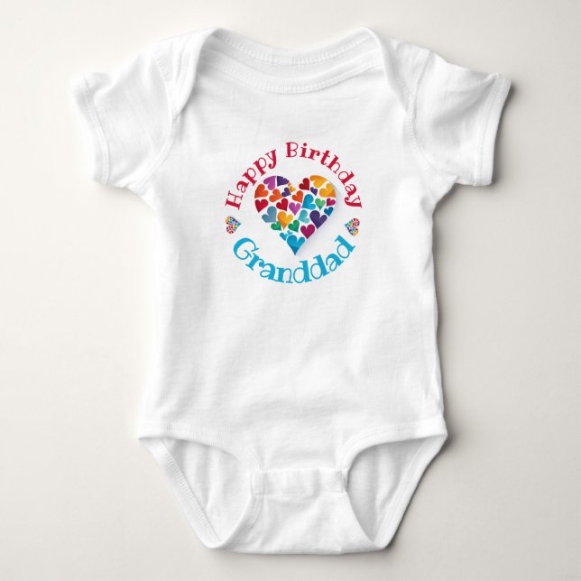 Happy Birthday Granddad, Colorful Personalized Baby Bodysuit (Front)