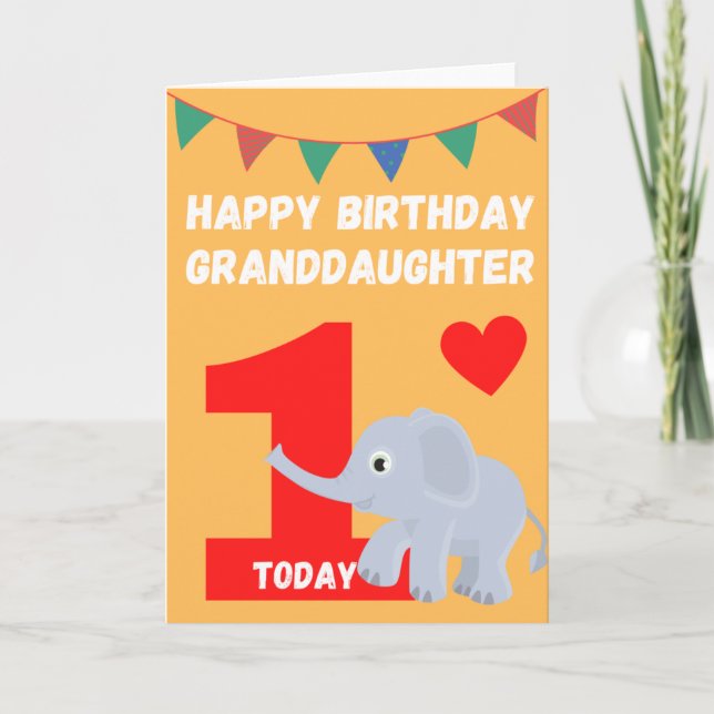 Happy Birthday Granddaughter - 1 Today Card (Front)