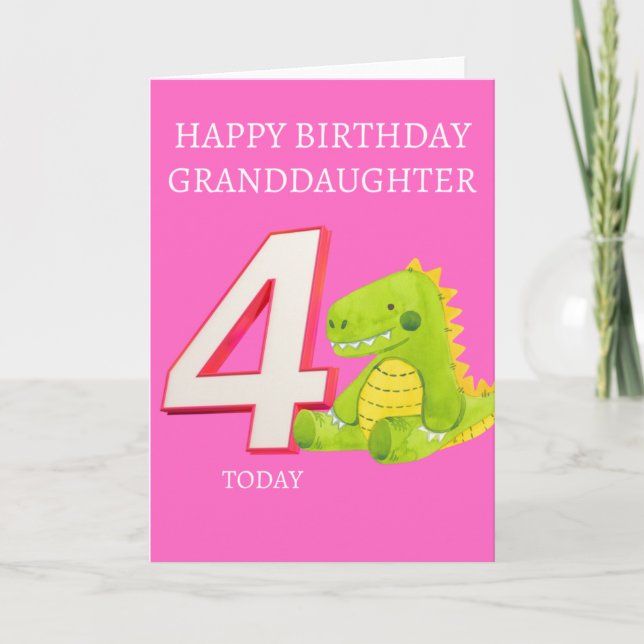 Happy Birthday Granddaughter - 4 Today Card (Front)