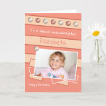 Happy Birthday Granddaughter coral and peach photo Card<br><div class="desc">Personalize this Birthday Card for your Granddaughter
Designed in coral and peach.
Add her name 
Happy Birthday
To a special Granddaughter
Have a great day</div>