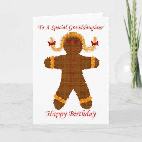 Happy Birthday granddaughter gingerbread girl Card