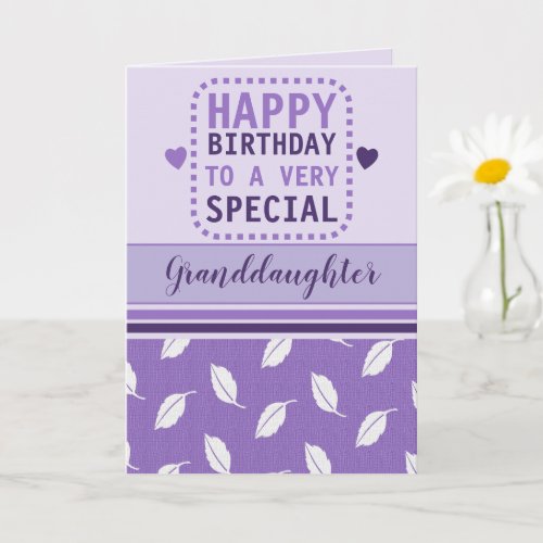 Happy birthday granddaughter leaf pattern purple card