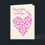 Happy Birthday Granddaughter Lots of Love Card<br><div class="desc">Sweet and colorful Happy Birthday wishes for a dear Granddaughter with a heart made of hearts and a cute little bird.</div>