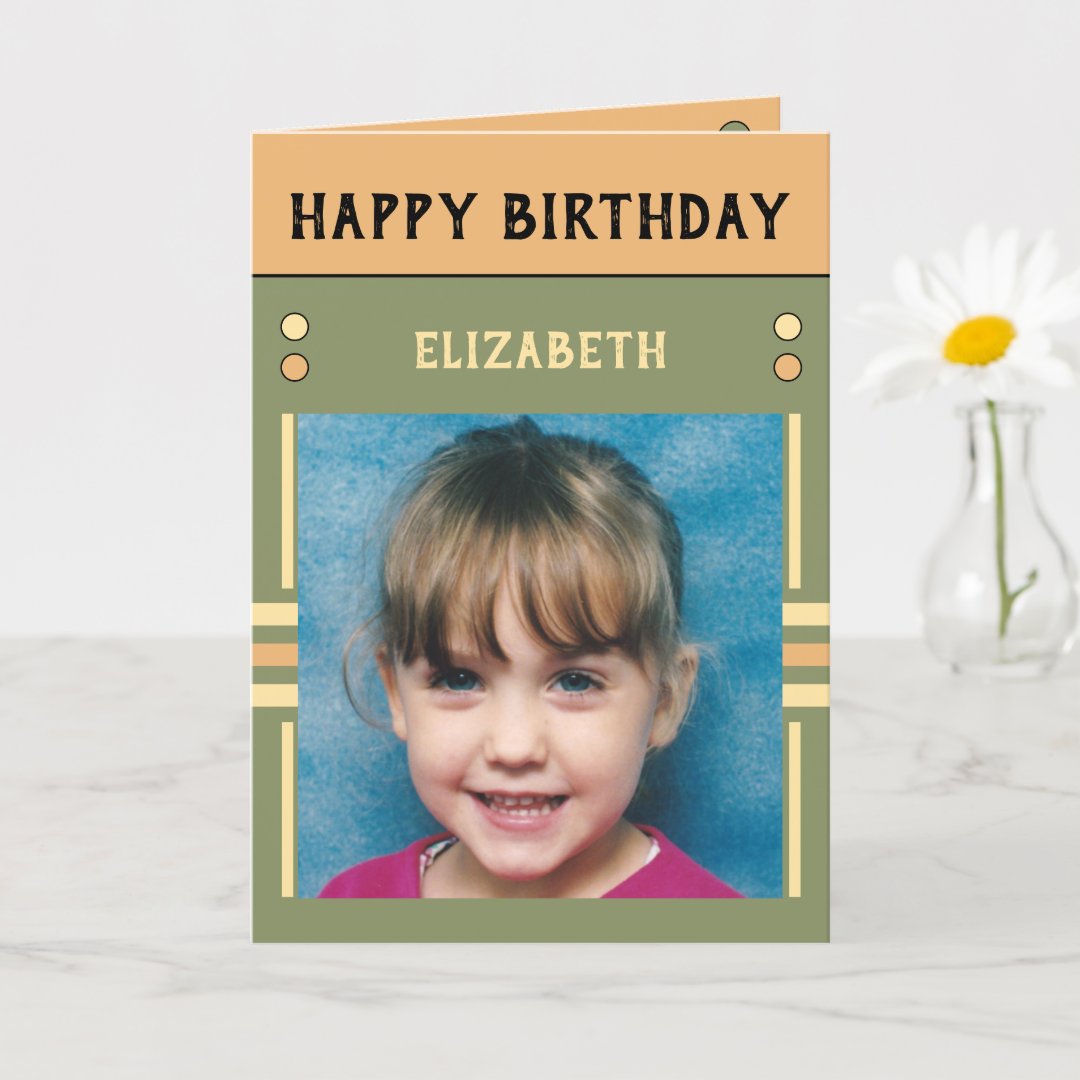 Happy Birthday Granddaughter name photo green Card | Zazzle