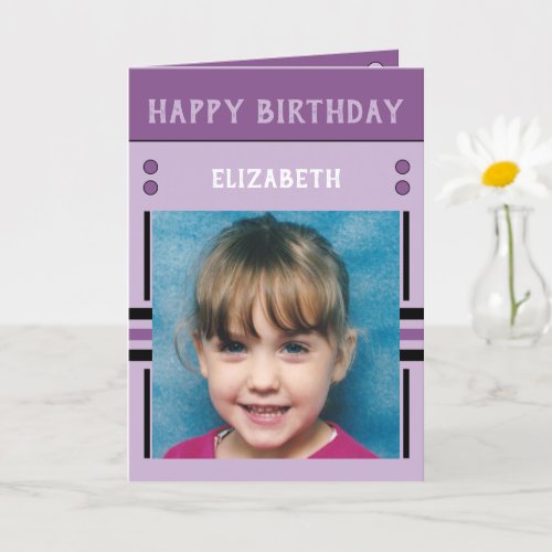 Happy Birthday Granddaughter name photo purple Card