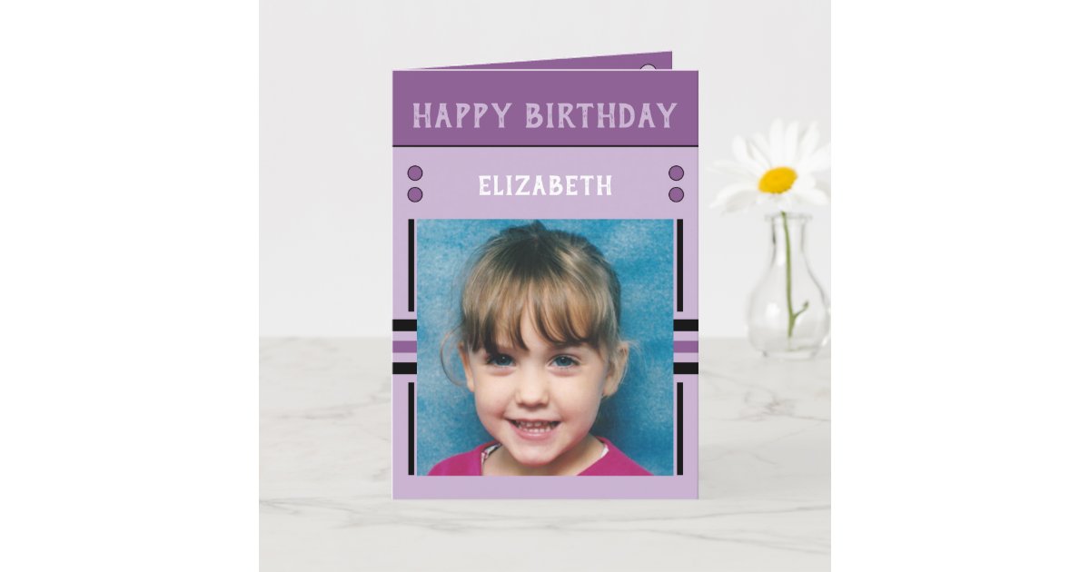 Happy Birthday Granddaughter name photo purple Card | Zazzle