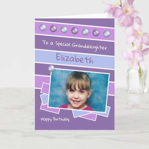 Happy Birthday Granddaughter purple lilac photo Card