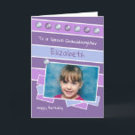 Happy Birthday Granddaughter purple lilac photo Card<br><div class="desc">Personalize this Birthday Card for your Granddaughter
Designed in purple and lilac.
Add her name 
Happy Birthday
To a special Granddaughter
Have a great day</div>