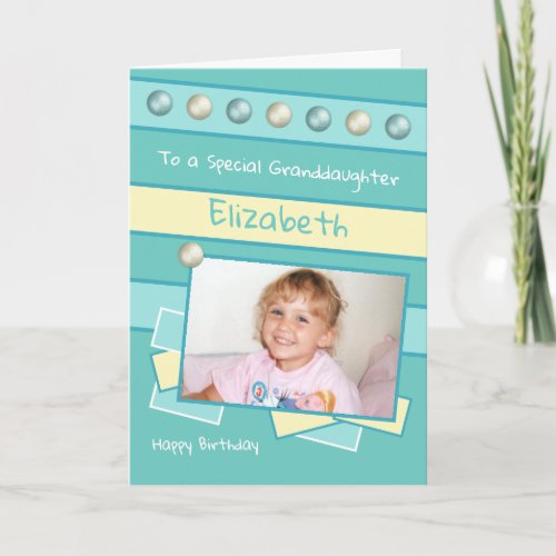 Happy Birthday Granddaughter turquoise photo Card