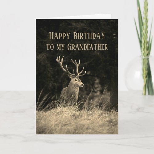 Happy Birthday Grandfather More Deer Every Year  Card