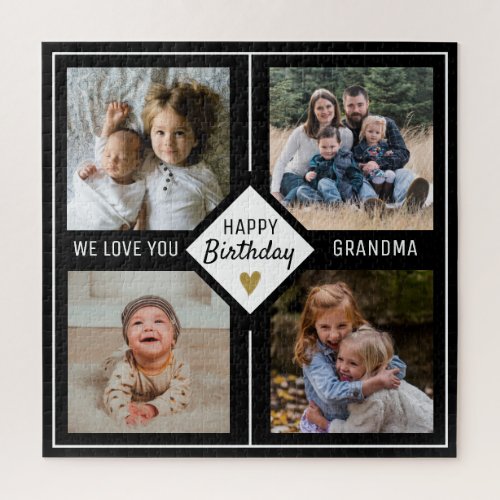 Happy Birthday Grandma 4 Photo Collage Jigsaw Puzzle