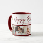 Happy Birthday Grandma 5 Photo Collage Maroon Mug<br><div class="desc">Unique photo collage mug  in pink personalized with 5 grandchildren pictures for grandma's birthday. Makes a special keepsake mug for grandmother.</div>