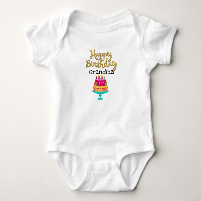Happy Birthday Grandma Baby Bodysuit (Front)