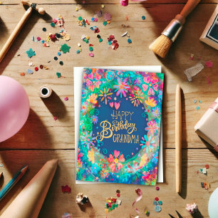 Happy Birthday Grandma Beautiful Floral Trendy Card