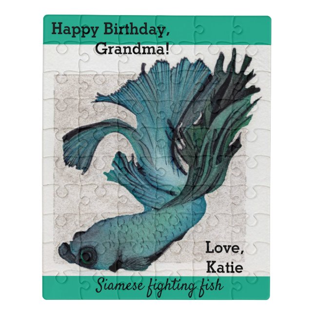 Happy Birthday Grandma Custom Betta Fish Puzzle (Puzzle Vertical)