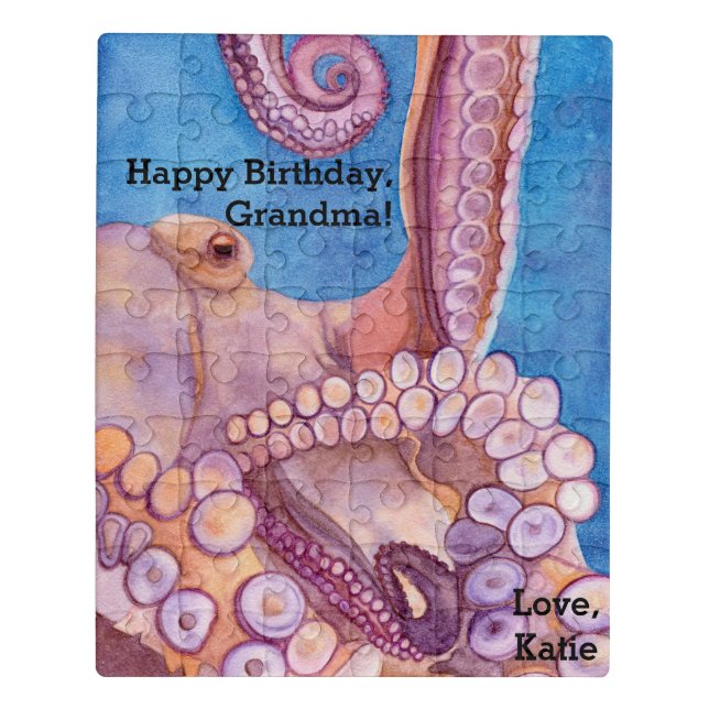 Happy Birthday Grandma Custom Octopus Puzzle (Puzzle Vertical)