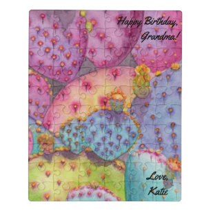 Happy Birthday Grandma Custom Pretty Cactus Puzzle