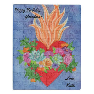 Happy Birthday Grandma Custom Sacred Heart Puzzle