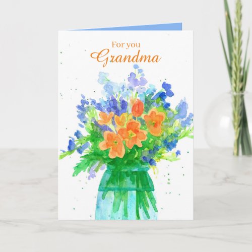 Happy Birthday Grandma Flower Bouquet Card