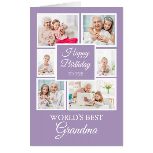 Happy Birthday Grandma Grandchild Purple Photo Card